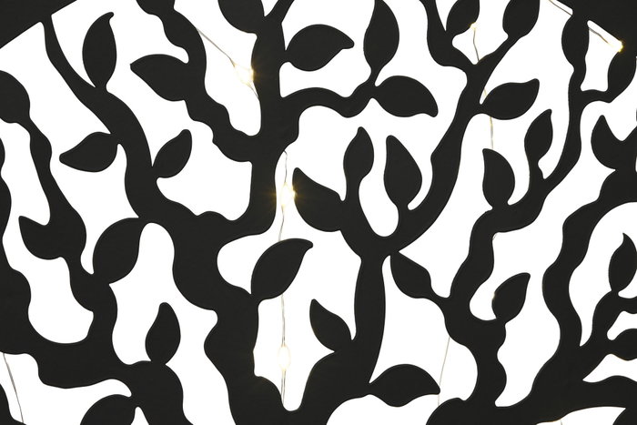 DKD Home Decor Decoración de Pared LED Metal Árbol Negro 40x40 cm