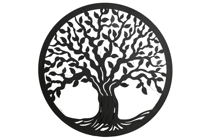 DKD Home Decor Decoración de Pared LED Metal Árbol Negro 40x40 cm
