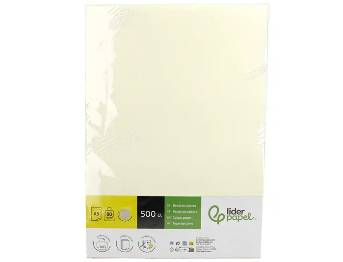 Liderpapel Papel Color DIN A3 Crema 80 g/m² 500 Hojas Liderpapel Papel Color DIN A3 Crema 80 g/m² 500 Hojas