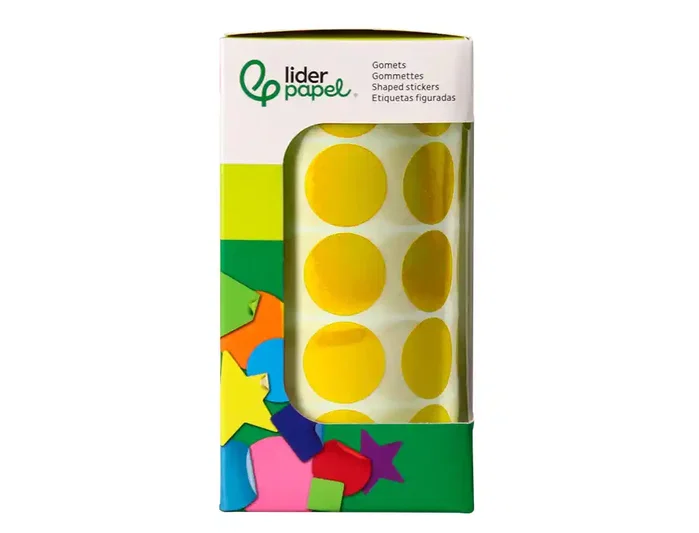 Liderpapel Gomets Círculos Autoadhesivos 20 mm Amarillo Rollo de 2000 Unidades