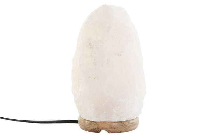DKD Home Decor Lámpara de Sal del Himalaya Sobremesa, Estilo Árabe, Acabado Natural en Blanco, 14 x 21 x 14 cm, Incluye Bombilla E14