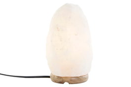 DKD Home Decor Lámpara de Sal del Himalaya Sobremesa, Estilo Árabe, Acabado Natural en Blanco, 14 x 21 x 14 cm, Incluye Bombilla E14