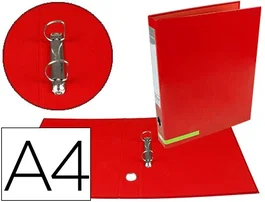 Liderpapel Carpeta de 2 anillas 25 mm mixtas roja con ollao y tarjetero