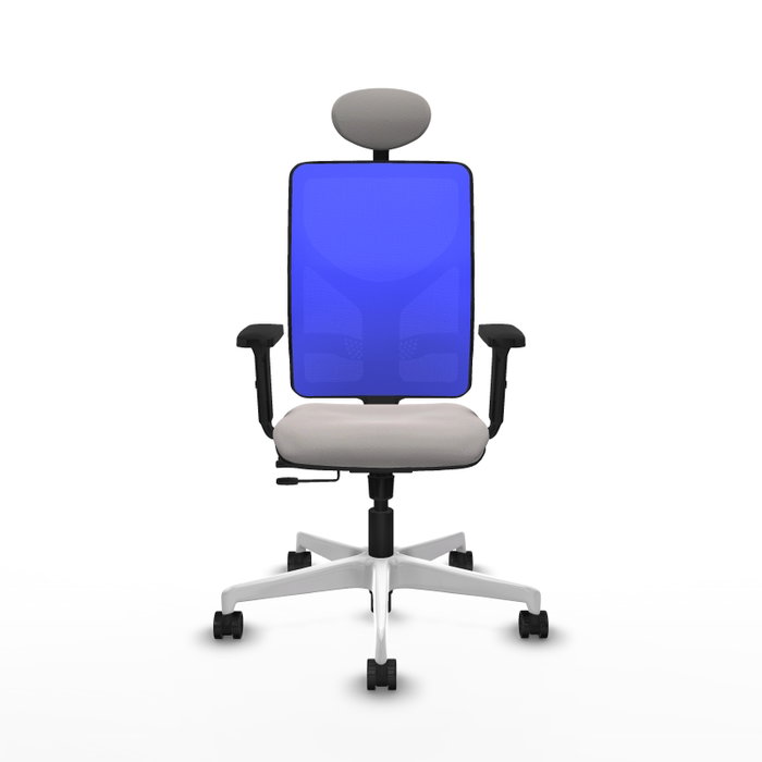 PIQUERAS Y CRESPO Silla de oficina Motilla con mecanismo Sincro/Traslack, Blanco y Azul