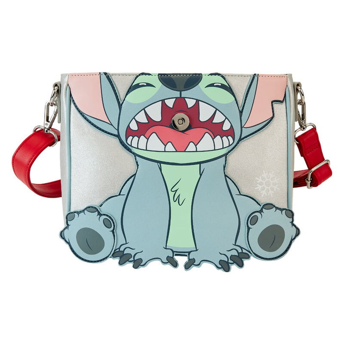 Loungefly Bolso Holiday Stitch Disney Glitter Bolso Bandolera de Cuero Vegano para Mujer 23,75x20,5x7,5cm Loungefly Bolso Holiday Stitch Disney Glitter Bolso Bandolera de Cuero Vegano para Mujer 23,75x20,5x7,5cm