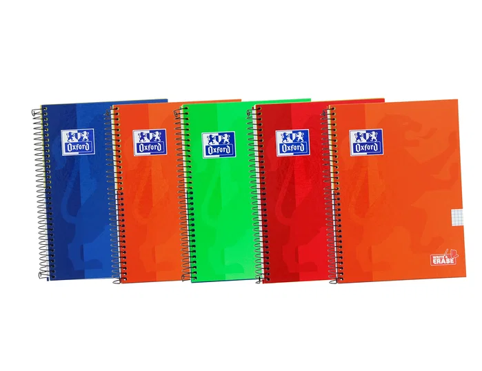 Oxford Set de 5 Cuadernos Espiral Classic Write&Erase 4º Cuadriculado 4mm