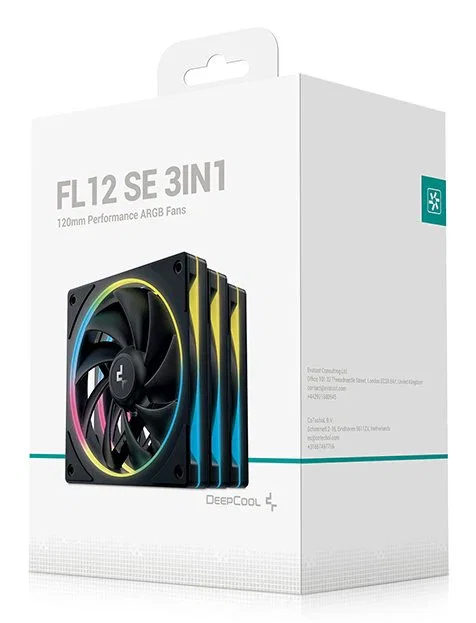 DeepCool FL12 SE 3IN1 Ventilador PC 12 cm Blanco Pack de 3 - RGB, PWM, 1900 RPM, Hidráulico, 9 Aspas