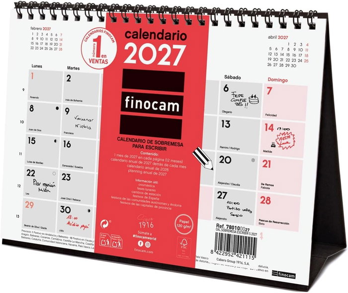 FINOCAM Calendario de Sobremesa Triangular 2027 Neutro