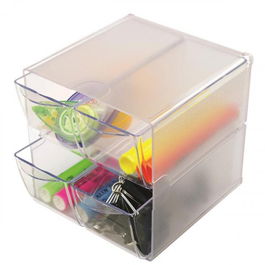 Deflecto 350301 Organizador Modular con Cuatro Cajones Transparente de Poliestireno Apilable 16,5x7x7