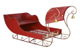 DKD Home Decor Trineo Navidad Tradicional XXL Rojo Dorado 220 x 100 x 110 cm LED Metal