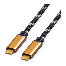 ROLINE Cable USB4 Gen3x2 USB-C a USB-C 40 Gbit/s 100W 1m Negro/Oro