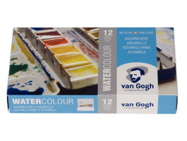 Van Gogh Estuche metálico de acuarelas con 12 colores en medias pastillas