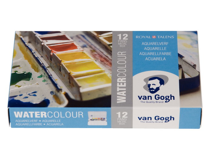 Van Gogh Estuche metálico de acuarelas con 12 colores en medias pastillas Van Gogh Estuche metálico de acuarelas con 12 colores en medias pastillas