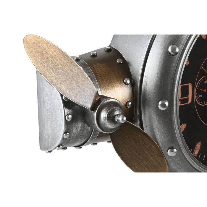 DKD Home Decor Reloj de Pared de Metal con Diseño de Avión Plateado