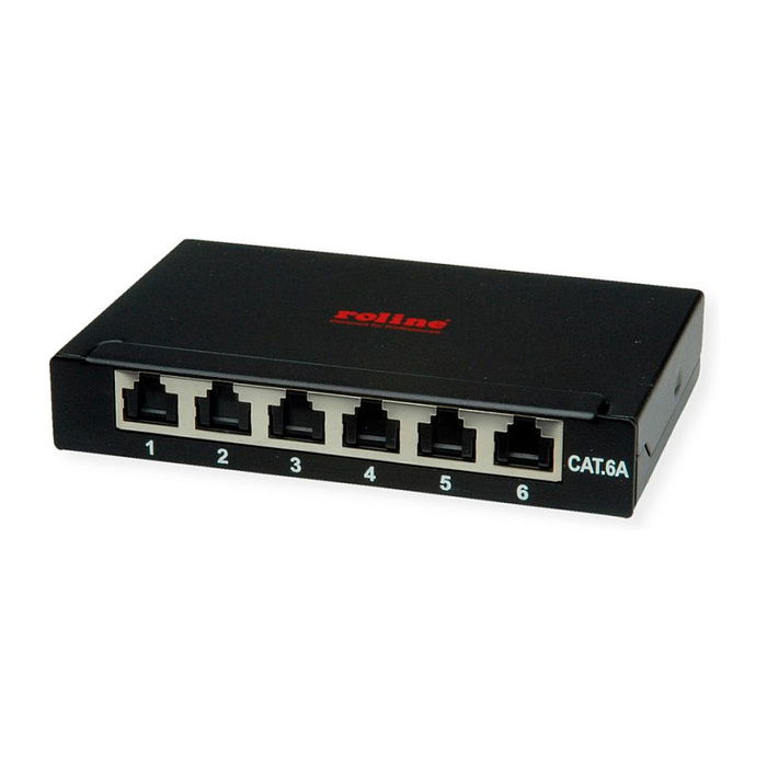 ROLINE Mini Patchpanel Cat.6A (Class EA) 6x RJ45 0,5HE Bloqueo Blindado Negro