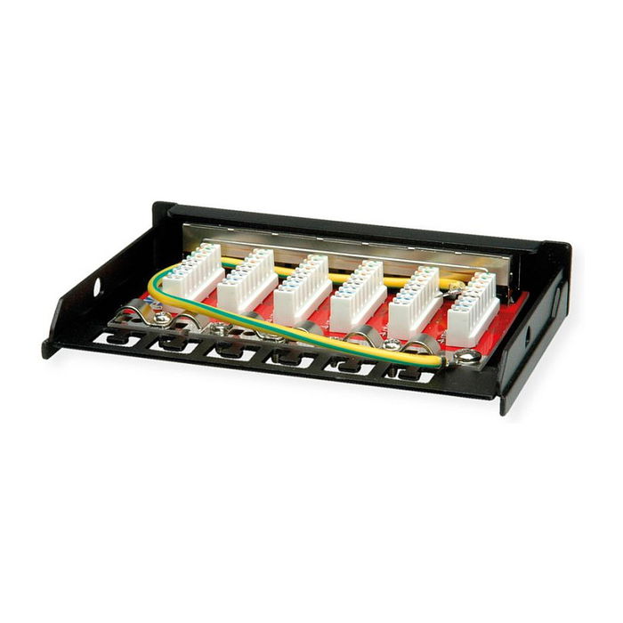 ROLINE Mini Patchpanel Cat.6A (Class EA) 6x RJ45 0,5HE Bloqueo Blindado Negro