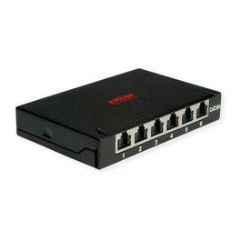 ROLINE Mini-Patchpanel Cat.6A, 6x RJ45, 0.5HE, Negro