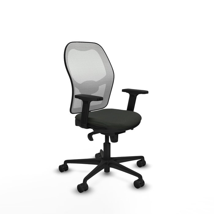 PIQUERAS Y CRESPO Silla de oficina Jorquera con mecanismo sincro, tela negra y malla blanca PIQUERAS Y CRESPO Silla de oficina Jorquera con mecanismo sincro, tela negra y malla blanca