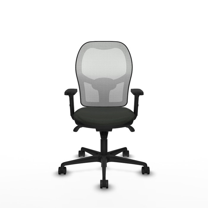 PIQUERAS Y CRESPO Silla de oficina Jorquera con mecanismo sincro, tela negra y malla blanca PIQUERAS Y CRESPO Silla de oficina Jorquera con mecanismo sincro, tela negra y malla blanca