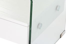 DKD Home Decor Mesita de Noche Moderno Blanco Transparente Cristal y MDF Glass 20 40 x 50 x 45.5 cm