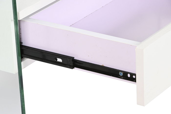 DKD Home Decor Mesita de Noche Moderno Blanco Transparente Cristal y MDF Glass 20 40 x 50 x 45.5 cm