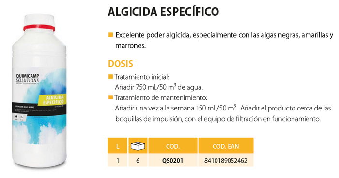 QUIMICAMP Cloro Algicida Específico Algas Negras 1 L