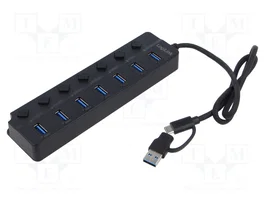 LogiLink Hub USB 3.2 Gen 1 de 7 puertos con interruptores individuales, negro