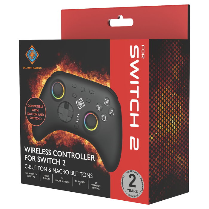 Deltaco Gaming GAM-198 Controller 2 C Taste RGB Wireless Gamepad Nintendo Switch PC Negro