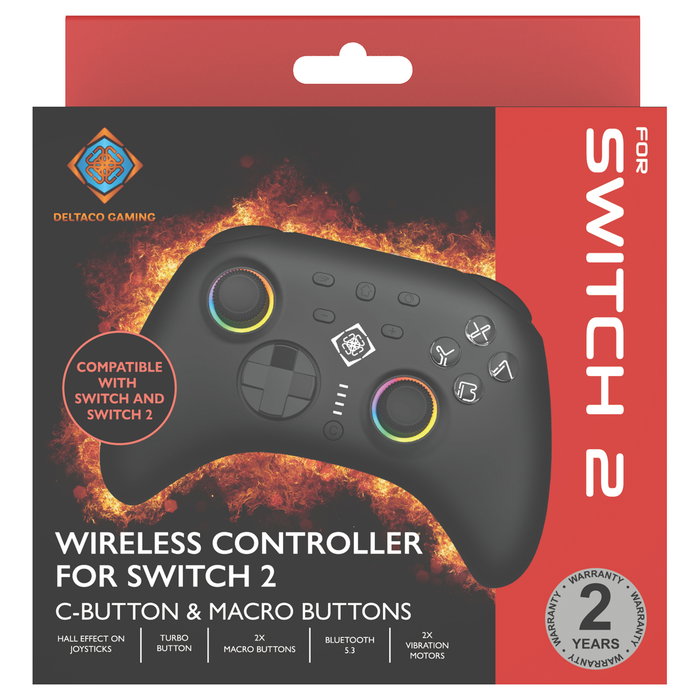 Deltaco Gaming GAM-198 Controller 2 C Taste RGB Wireless Gamepad Nintendo Switch PC Negro