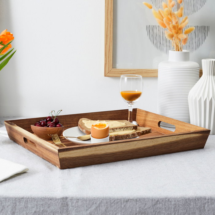 Home Deco Factory Bandeja con Asas Acacia 42x33 cm