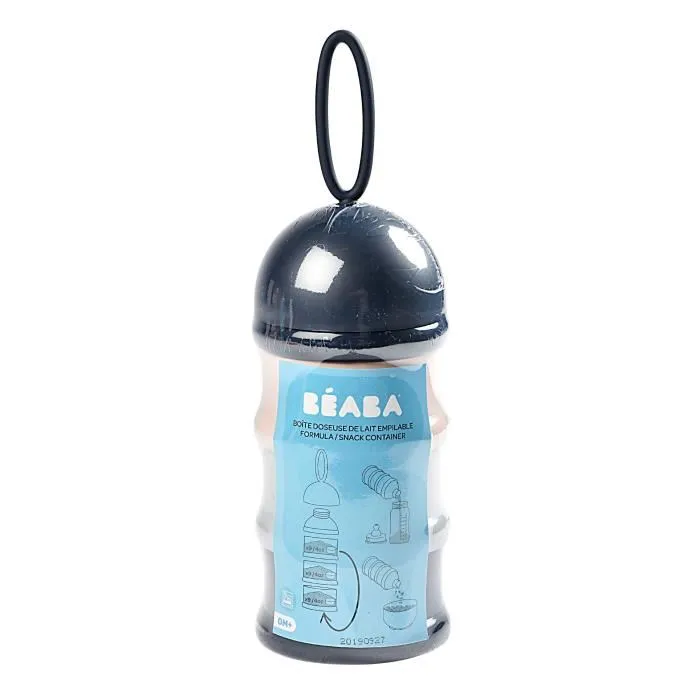 Beaba Dispensador de Leche en Polvo Apilable, 3 Compartimentos Herméticos, Azul Oscuro/Gris/Rosa