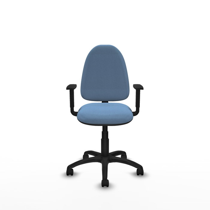 Silla de oficina Aýna con mecanismo Contacto permanente básico tapizada con Tela color Azul cielo. Equipada con Base poliamida negra, Brazos 1D y Ruedas de nailon 50 mm Silla de oficina Aýna con mecanismo Contacto permanente básico tapizada con Tela color Azul cielo. Equipada con Base poliamida negra, Brazos 1D y Ruedas de nailon 50 mm