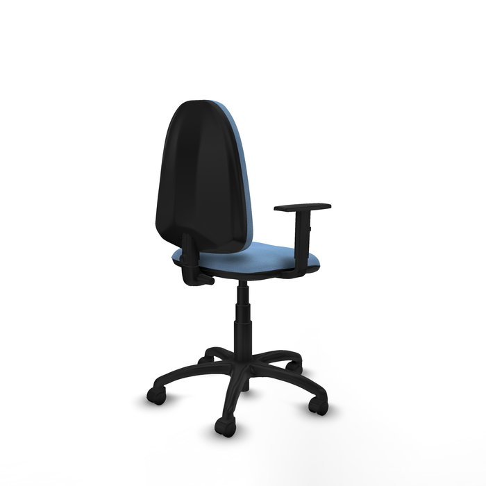 Silla de oficina Aýna con mecanismo Contacto permanente básico tapizada con Tela color Azul cielo. Equipada con Base poliamida negra, Brazos 1D y Ruedas de nailon 50 mm Silla de oficina Aýna con mecanismo Contacto permanente básico tapizada con Tela color Azul cielo. Equipada con Base poliamida negra, Brazos 1D y Ruedas de nailon 50 mm
