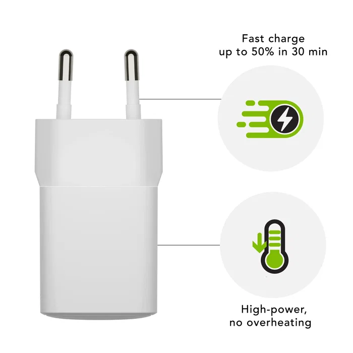 Dbramante1928 Adaptador de Corriente 30W PD QC con Puerto USB-C 24 Pines Blanco para Europa CH30EUWH7097