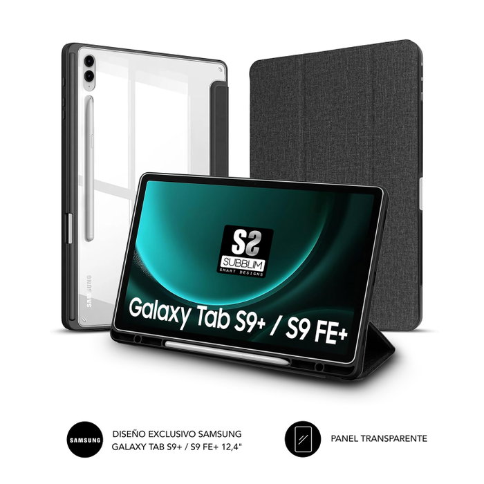 Subblim Funda Clear Shock Case para Samsung Galaxy Tab S9+/S9 FE+ 12,4 pulgadas, Negro y Transparente Subblim Funda Clear Shock Case para Samsung Galaxy Tab S9+/S9 FE+ 12,4 pulgadas, Negro y Transparente
