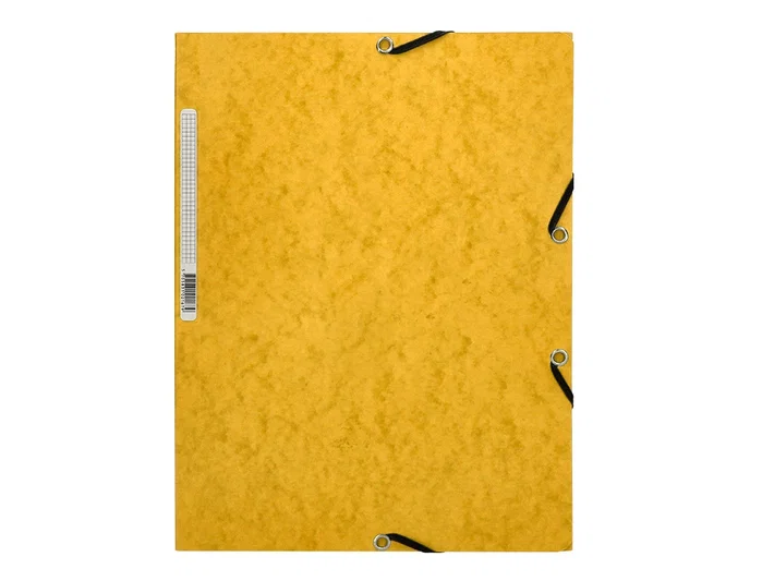 Q-connect Carpeta KF02166 Cartón Símil-Prespán con Gomas y Solapas, 320x243 mm, Amarilla, Formato A4