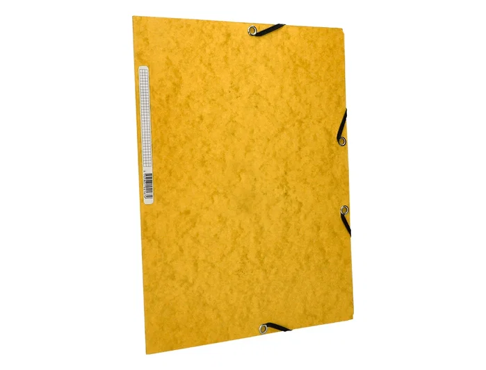 Q-connect Carpeta KF02166 Cartón Símil-Prespán con Gomas y Solapas, 320x243 mm, Amarilla, Formato A4