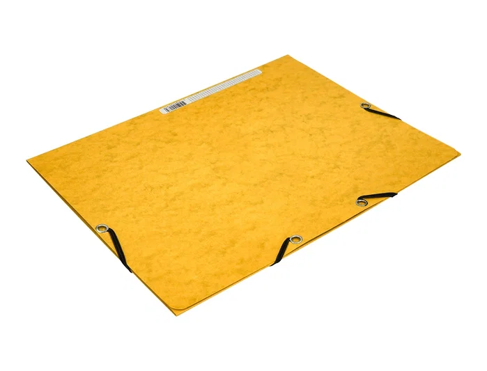 Q-connect Carpeta KF02166 Cartón Símil-Prespán con Gomas y Solapas, 320x243 mm, Amarilla, Formato A4