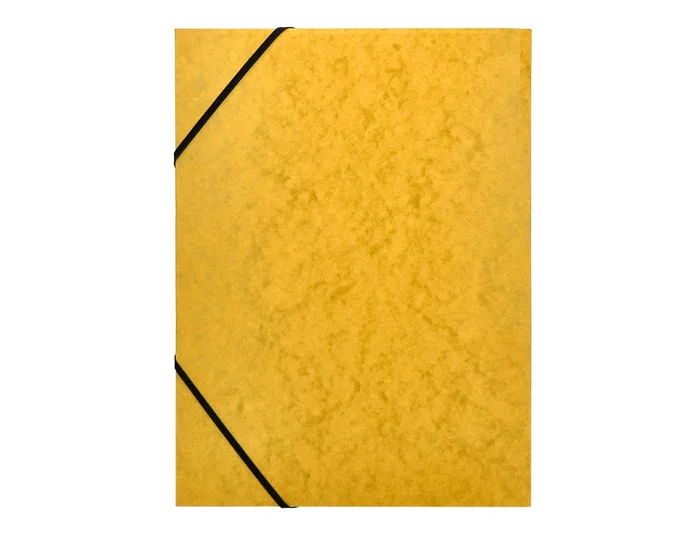 Q-connect Carpeta KF02166 Cartón Símil-Prespán con Gomas y Solapas, 320x243 mm, Amarilla, Formato A4