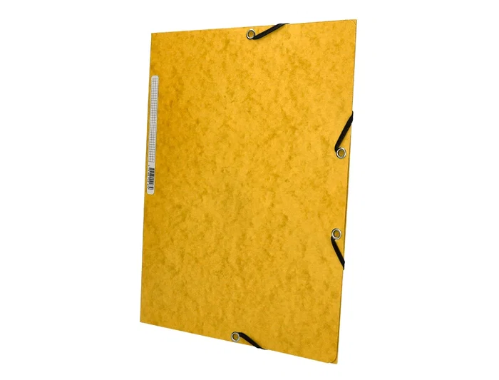 Q-connect Carpeta KF02166 Cartón Símil-Prespán con Gomas y Solapas, 320x243 mm, Amarilla, Formato A4