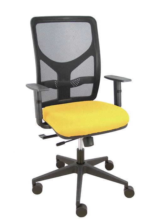 Silla de oficina Motilla con mecanismo Sincro/Traslack tapizada con Tela color Amarillo y malla color Negro. Equipada con lumbar 1D, Brazos 1D y Ruedas 65mm nailon Silla de oficina Motilla con mecanismo Sincro/Traslack tapizada con Tela color Amarillo y malla color Negro. Equipada con lumbar 1D, Brazos 1D y Ruedas 65mm nailon