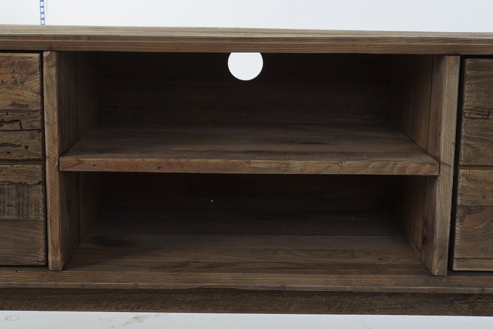 DKD Home Decor Mueble TV Natural Madera Reciclada Pino 130x48x40 cm