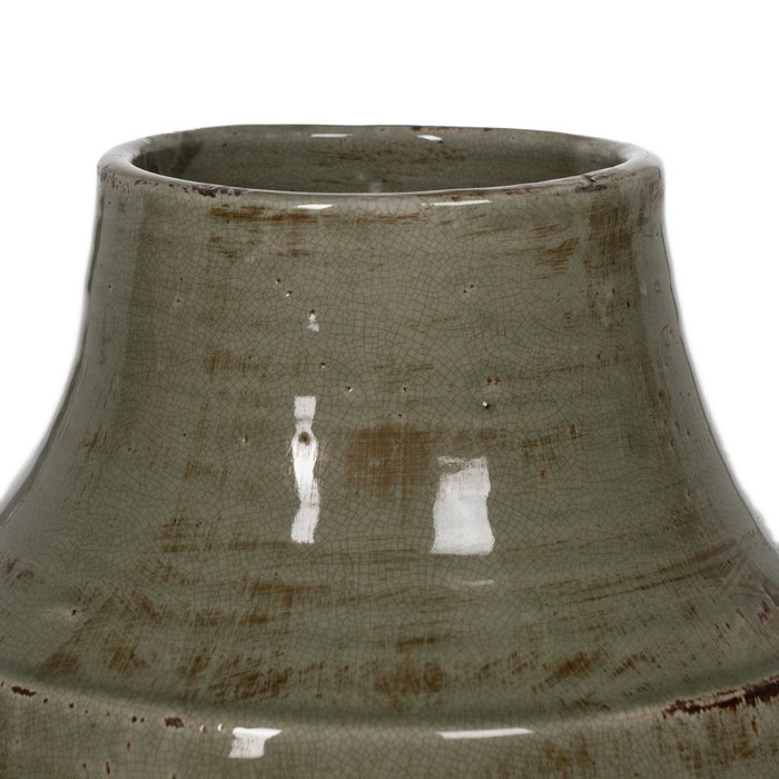 Jarrón Verde Cerámica Decoración 26,50 X 26,50 X 41 cm