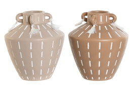 DKD Home Decor Jarrón de Cerámica Flecos Surtido 2 Unidades