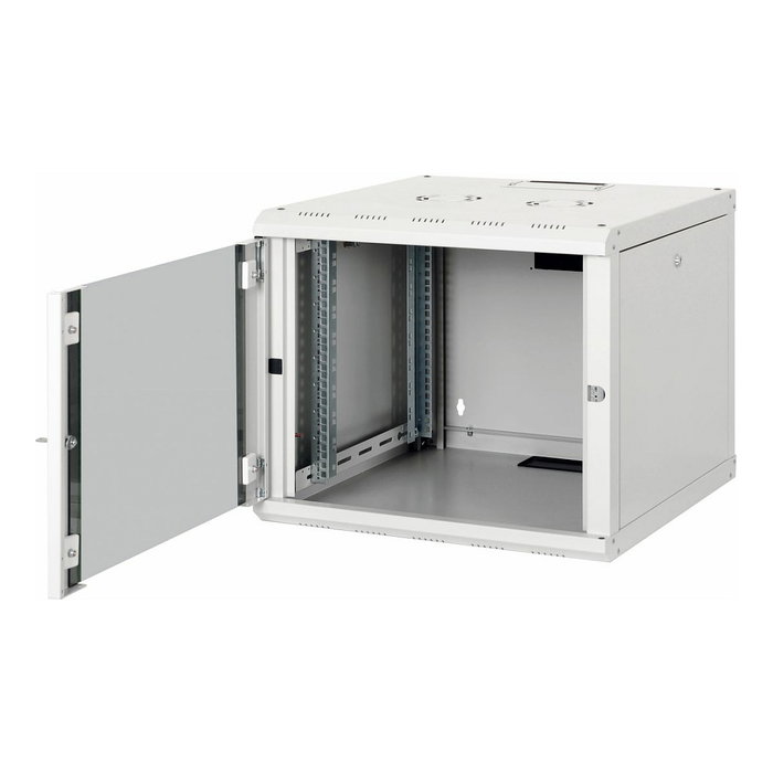 Equip EPM-09-6060-G-CBAA Bastidor de rack de pared 9HE con puerta de cristal templado, 600x600x505 mm, color gris claro, incluye rieles y bloqueo de teclado