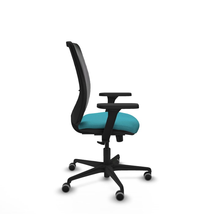 PIQUERAS Y CRESPO Silla de oficina Zulema con mecanismo Sincro, Tela Turquesa y Malla Negra PIQUERAS Y CRESPO Silla de oficina Zulema con mecanismo Sincro, Tela Turquesa y Malla Negra