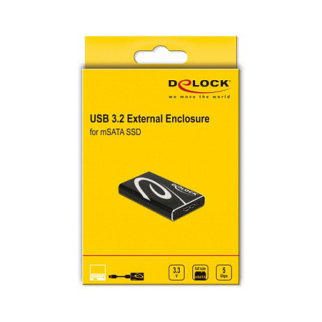 DeLOCK Carcasa externa SuperSpeed USB para SSD mSATA 42006 Negro
