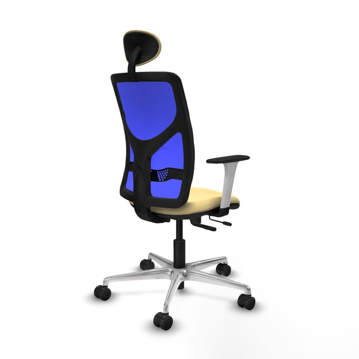PIQUERAS Y CRESPO Silla de oficina Motilla con mecanismo Sincro/Traslack, Crema y Azul