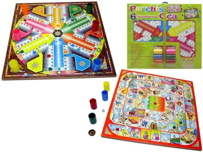 Rama Tablero de madera Parchis y Oca con accesorios 40,5x40,5x1,2 cm