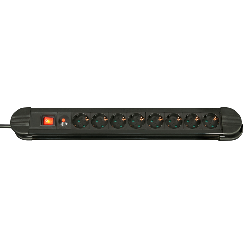 Lindy 73104 Regleta de enchufes con 8 salidas Schuko y interruptor, Negro